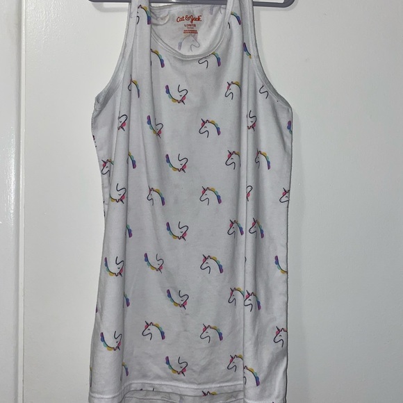 Girls’ Sleeveless White Shirt with Unicorns - size M (7/8)